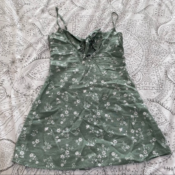 Lottie Miss Green Floral Mini Dress with Tie Top Lottie Miss Green Floral Mini Dress with Tie Top